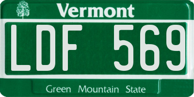 VT license plate LDF569