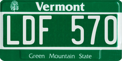 VT license plate LDF570