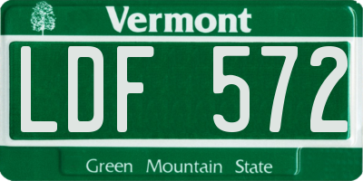 VT license plate LDF572