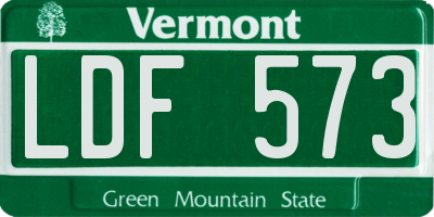VT license plate LDF573