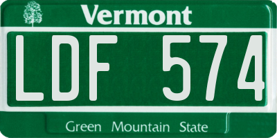 VT license plate LDF574
