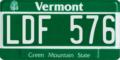 VT license plate LDF576