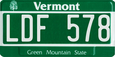 VT license plate LDF578