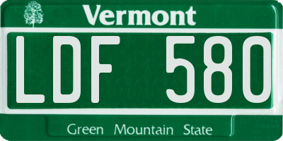 VT license plate LDF580