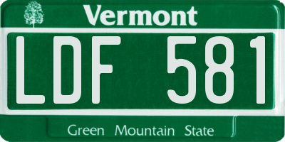 VT license plate LDF581
