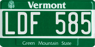 VT license plate LDF585