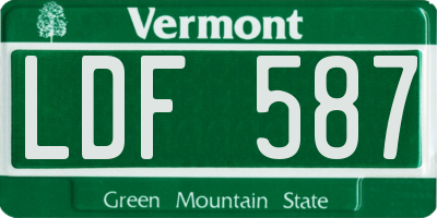 VT license plate LDF587