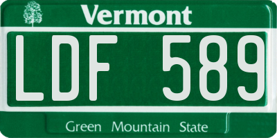 VT license plate LDF589