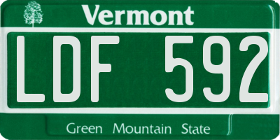 VT license plate LDF592