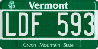 VT license plate LDF593