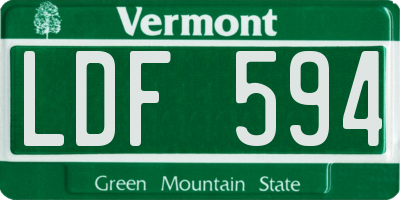VT license plate LDF594