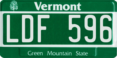 VT license plate LDF596
