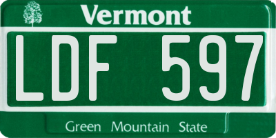 VT license plate LDF597