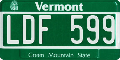 VT license plate LDF599