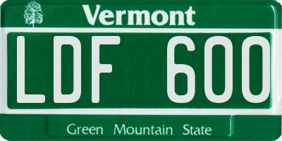 VT license plate LDF600