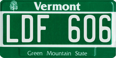 VT license plate LDF606