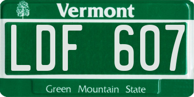 VT license plate LDF607