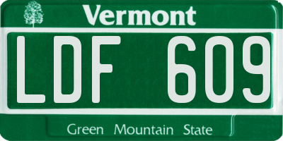 VT license plate LDF609