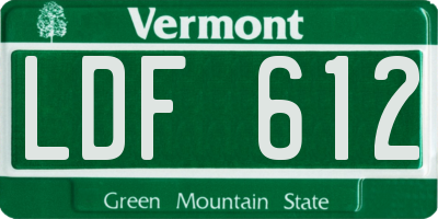 VT license plate LDF612