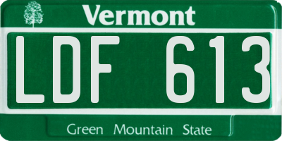 VT license plate LDF613