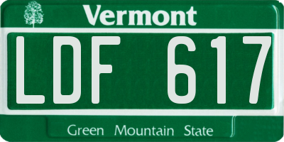 VT license plate LDF617