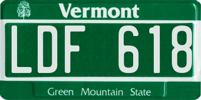 VT license plate LDF618