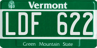 VT license plate LDF622