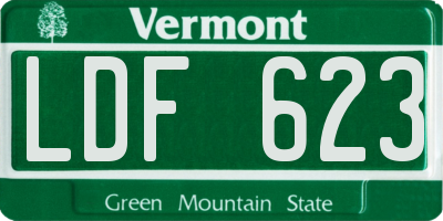 VT license plate LDF623