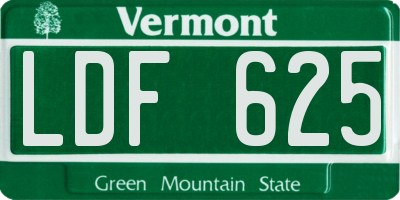 VT license plate LDF625