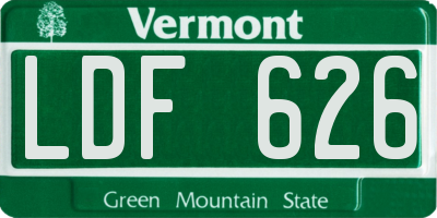 VT license plate LDF626