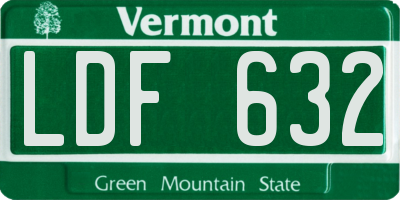VT license plate LDF632