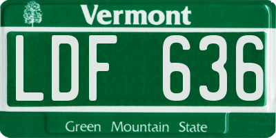 VT license plate LDF636