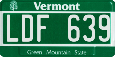 VT license plate LDF639