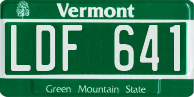 VT license plate LDF641