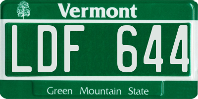 VT license plate LDF644