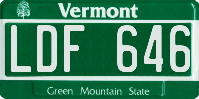 VT license plate LDF646