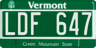 VT license plate LDF647