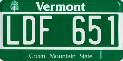 VT license plate LDF651