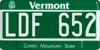 VT license plate LDF652