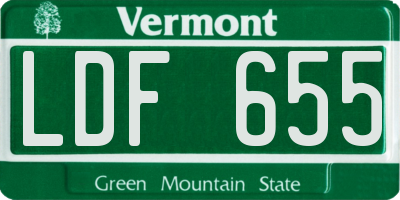 VT license plate LDF655