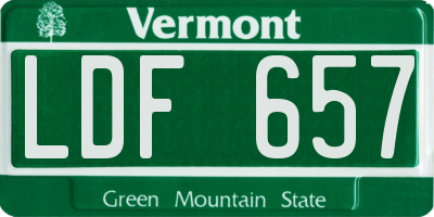 VT license plate LDF657