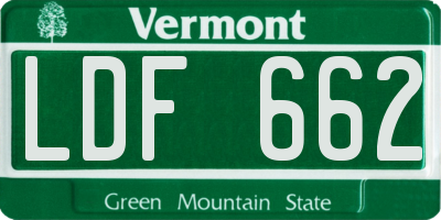 VT license plate LDF662