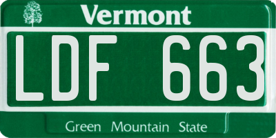 VT license plate LDF663