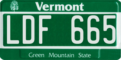 VT license plate LDF665