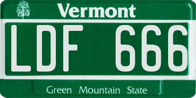 VT license plate LDF666