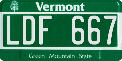 VT license plate LDF667
