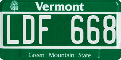 VT license plate LDF668