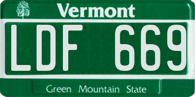 VT license plate LDF669