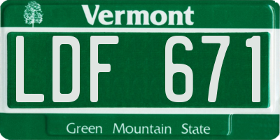 VT license plate LDF671