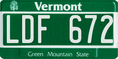 VT license plate LDF672